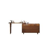 Tocador simple de madera maciza de estilo moderno y antiguo, tocador expandible con armario de cubo integrado para dormitorio, muebles de almacenamiento que ahorran espacio (color madera)