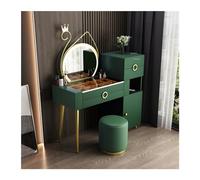 Tocador Tocador grande con cajones, espejos y taburetes, moderno juego de tocador de maquillaje con gabinete de almacenamiento, tocador de maquillaje for dormitorio Armario de maquillaje(Green set)