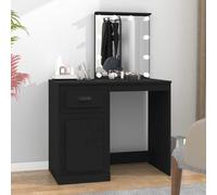 Tocador Vanity Table Cosmético, Tocador con LED Negro 90 x 50 x 132,5 cm de material de madera, mesa de maquillaje para mujeres, dormitorio, se puede montar rápidamente