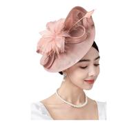 Tocados De Boda Fascinator Hat Tocado elegante for mujer, ideal for fiestas de té, pastillero, con plumas y flores, for bodas(Pink)