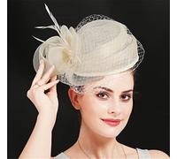 Tocados de boda for novia, cóctel, iglesia, fiesta, velo plumas, té, tocados(Beige)