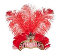 Tocados de Carnaval para Mujer - Tocado de Festival de Corista, Tocado de de Disfraces, Diadema elástica de 56-58 cm + Efecto Pluma, Cinta de Tela Tejida Ligera - para Disfraces y Gala