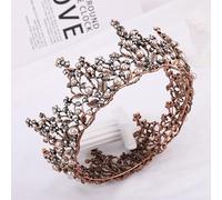 Tocados de Mujer,Joyería for el Cabello Corona Tiaras for Mujer Barroco Rosa Negro Cristal Rhinestone Corona Redonda Tiara Joyería for el Cabello Accesorios for el Cabello de Boda Coronas de Fiesta de