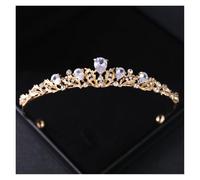 Tocados De Pelo Boda Gold Color Crystal Bridal Tiaras And Crowns Rhinestone Prom Diadem Headband Wedding Hair Accessories Jewelry Crown Tiara(Gold-color)
