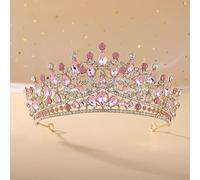 Tocados for Mujer,Joyas for el Cabello Corona Tiaras for Mujer Color Dorado Barroco Púrpura Lila Rosa Cristal Rhinestone Tiara Coronas Reina Rey Princesa Accesorios for el Cabello de Boda Diademas Nup