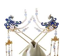 Tocados for Mujer,Joyería for el Cabello Corona Tiaras for Mujer Tocado Estilo Antiguo Accesorios for el Cabello Chinos Pasador for el Cabello Tradicional Nupcial Perlas Borla Corona de Boda(1)