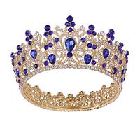 Tocados for Mujer,Joyería for el Cabello Tiaras de Corona for Mujer Barroco Redondo Completo Reina Real Rey Coronas de Cristal Diadema Banquete Tiaras Fiesta de Baile Fiesta de Boda Disfraz Joyería fo