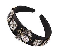 Tocados for Mujer,Joyería for el Cabello Tiaras de Corona for Mujer Diademas de Abeja for Mujer Diadema de Cristal con Diamantes de imitación Barrocos Banda Ancha for el Cabello con Perlas simuladas(B