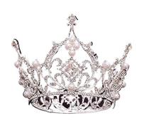 Tocados for mujer, joyería for el cabello Tiaras de corona for mujer Diamantes de imitación de círculo completo grande Tiara de princesa y corona Tocado de novia Accesorios de joyería for el cabello d