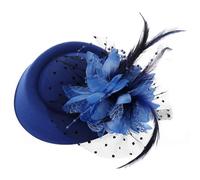 Tocados para mujeres y niñas, sombrero de fiesta de té con flores vintage, velo de cóctel, tocados para mujer con clips, tocado negro, diadema azul para fiesta de té, tocados para mujer, tocado negro