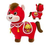 TocaFeank Año la Mascota la Suerte del Caballo | Peluche Caballo Año Nuevo Chino | Estatua Animal Peluche Caballos Rojos del Años Nuevo Lunar | Figura Caballos 2026 Zodiaco para decoración la Tienda