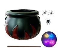 TocaFeank Caldero Decoración Halloween - Caldera Negra Vintage Aterradora - Caldero Iluminado con Cambio de Color para Interior Exterior Fiesta Jardín Patio Porche