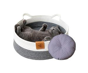 TocaFeank Cama Para Gatos - Lavable Cuerda De Algodón Tejida Con Tapete - Camas Lindas Para Gatos Para Dormir De Cachorros,Para Cachorros Perros Pequeños Todas Las Estaciones Interior Dormitorio Salón