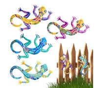TocaFeank Decoración Exterior de Lagartos de Metal | 4 Piezas de Decoración de Pared de Metálica para Exterior,Adornos Manuales Pequeños Escalando Decorativos Figuras Jardín Para Valla Patio Trasero