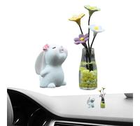 TocaFeank Decoraciones de tablero de animales, lindos accesorios para automóviles de animales | Decoración de automóviles de jarrón de flores pequeñas | Accesorios interiores de automóviles