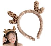 TocaFeank Diadema de ciervo, tocado de asta | Tocado para el cuidado de la piel de leopardo,Diadema de Navidad Diadema de animales Diadema de astas realistas para disfraz de fiesta Cosplay