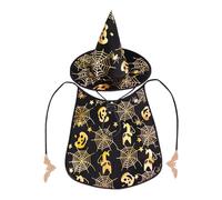 TocaFeank Disfraz de Capa para Mascotas de Halloween,Disfraz de Mascota de Halloween,Capa para Mascotas Sombrero de Capa Disfraz de Mascota de Halloween - Sombrero/Capa con Patrón de Calabaza y