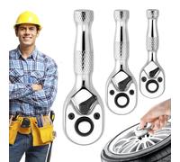 TocaFeank Juego de Llave de Trinquete Corta - Juego de Llave de Carraca 72 Dientes Liberación Rápida - Mini Suministros De Mantenimiento Para Neumáticos De Coche - Para Equipos Industriales Fontanería
