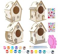 TocaFeank Kits Kits Birdhouse, Pintura Bird House para niños - Construye un Kit de casa para pájaros para niños - Actividad de Arte Decorativo inacabado con Cuerda y Pegamento para Edades de 8 a 12