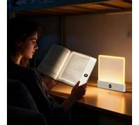 TocaFeank Luz libro plana | Luces libros para por la noche | Luz lectura libros LED inteligente | Luces página libro | Clip transparente recargable en iluminación nocturna lámpara con temporizador