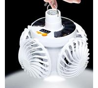 TocaFeank Ventilador De Techo Con Luz | Ventilador Solar Para Pérgolas | Lámpara De Diseño Fútbol Plegable Con Gancho Para Casa Camping Granja Almacén Pérgola
