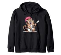 Tocando Guitarra Rock Star Rock and Roll Retro Princess Cat Sudadera con Capucha