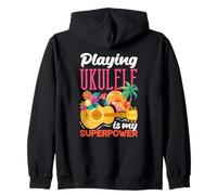 Tocar el Ukelele es mi Reproductor de música Hawaiano superpoderoso Sudadera con Capucha