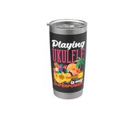 Tocar el ukelele es mi reproductor de música hawaiano superpoderoso Vaso térmico de acero inoxidable de doble pared