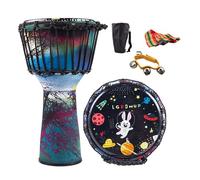 Tocar Un Instrumento Yembé 8/10 Pulgadas Duradero Portátil, para Niños Tambor Djembe Adolescentes Djembe Drum Concierto Tambor Africano(Large 8inch B-rope+gifts)
