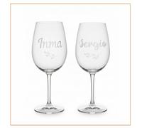TOCAREGALAR Set Copas de cristal Personalizadas con abrebotellas en elegante estuche de bambú. Regalo único y original. Bodas y Aniversarios.