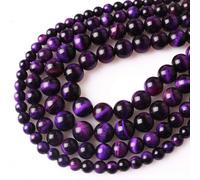 Tochispa - Cuentas de ojo de tigre morado de piedra natural para hacer joyas, pulseras y collares (6 mm)