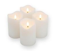 ToCi 4 velas LED blancas de 7,5 x 12,5 cm de diámetro, sin llama, velas de cera real con temporizador y mecha negra, velas LED para Adviento, tumbas y decoración de mesa, funciona con pilas