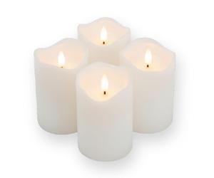 ToCi 4 velas LED blancas de 7,5 x 12,5 cm de diámetro, sin llama, velas de cera real con temporizador y mecha negra, velas LED para Adviento, tumbas y decoración de mesa, funciona con pilas