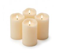 ToCi 4 velas LED de color crema, diámetro de 7,5 x 15 cm, sin llama, con temporizador y mecha negra, velas LED para Adviento, tumbas y decoración de mesa, funciona con pilas