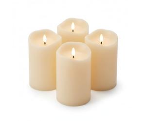 ToCi 4 velas LED de color crema, diámetro de 7,5 x 15 cm, sin llama, con temporizador y mecha negra, velas LED para Adviento, tumbas y decoración de mesa, funciona con pilas