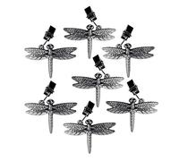 ToCi 8 pesos para mantel con diseño de libélulas, color plateado, con pinza, para jardín, balcón, terraza y eventos, 6,8 x 7,3 cm, 40 g de peso