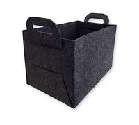 ToCi Cesta de fieltro, cesta multiusos flexible de tela de fieltro, plegable, ahorra espacio, para leña de chimenea, periódicos, juguetes, botellas o libros, 36x23x25 cm, capacidad de carga de 20 kg