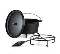ToCi Horno Holandés de Hierro con Tapa, Olla Hierro Fundido con Capacidad de 7,2 l., Cazuela con Tapa para Horno a Prueba de Goteo, Uso Sartén para Cocina en Camping y BBQ para Brasas y Parrilla