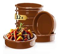 ToCi - Tazones para postre mediterráneos (12 unidades, 175 ml), diseño de tazones de arcilla (11,5 cm), color marrón