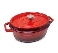 ToCis Big BBQ Cacerola Esmaltada de Hierro Fundido con Tapa 33 centímetros, 5,5 litros, Cacerola y Asador Esmaltado para Cocina de Inducción, Color: Rojo
