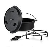 ToCis Big BBQ Horno Holandés de Hierro con Tapa, Olla Hierro Fundido con Capacidad de 7,3 l., Cazuela con Tapa para Horno a Prueba de Goteo, Sartén para Cocina en Camping y BBQ para Brasas y Parrilla