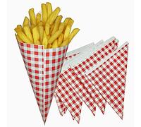 Tocnvoe - Papel cono, 100 unidades, contenedor de patatas fritas de manzana, papel antigrasa, papel pergamino, conos de papel, bolsas de papel, platos para llevar, 17x17x23cm