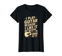 Toco la Guitarra Porque me Gusta no Porque Soy Bueno en Ella Camiseta gráfica económica, Mujer, Negro, S
