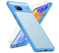 TOCOL Funda 3 en 1 para Google Pixel 8a, con 2 protectores de pantalla templados [protección completa mejorada de la cámara] [caída de grado militar] parte trasera mate translúcida, funda delgada