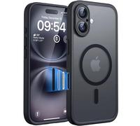 TOCOL Funda para iPhone 16 (6,1"), Compatible con MagSafe, Botón Negro | Imanes Integrados, Cubierta Botón Cámara, Protección Cámara, Resistencia Caídas Militar, Mate Semitransparente Case