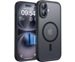 TOCOL Funda para iPhone 16 (6,1"), Compatible con MagSafe, Botón Negro | Imanes Integrados, Cubierta Botón Cámara, Protección Cámara, Resistencia Caídas Militar, Mate Semitransparente Case