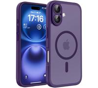 TOCOL Funda para iPhone 16 (6,1"), Compatible con MagSafe, Morado Oscuro | Imanes Integrados, Protección Lente Cámara, Protección Militar, Anti-Huellas, Antiarañazos, Translúcida Mate Trasera Case