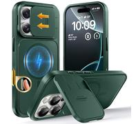 TOCOL Funda para iPhone 16 Pro Magsafe con soporte, con protección de cámara deslizante, resistente a los golpes, resistente a los arañazos, magnética, para iPhone 16 Pro, color verde alpino