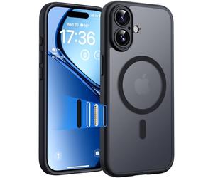 TOCOL Funda para iPhone 17 (6,3"), Compatible con MagSafe, Botón Negro | Imanes Integrados, Cubierta Botón Cámara, Protección Cámara, Resistencia Caídas Militar, Mate Semitransparente Case