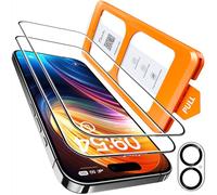 TOCOL Protector Pantalla para iPhone 16 y 2 x Protector Pantalla Protector de Lente de Cámara, Cristal Templado de Dureza 9H+Inastillable, HD Transparente,2 Piezas